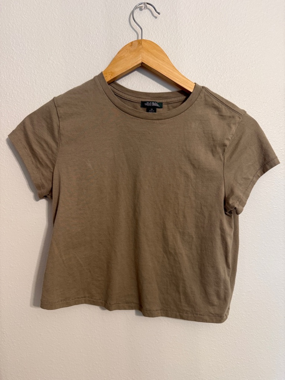wild fable Olive Boxy Crop Tee